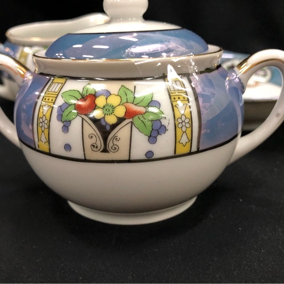 Noritake Luster Floral Creamer, Sugar Bowl and Ornate Dish. - Picture 3 of 5